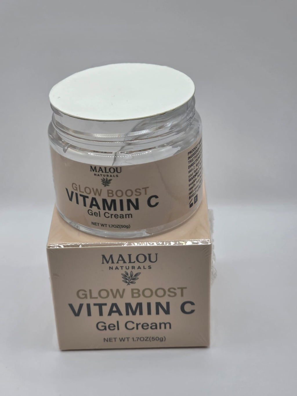 Malou Naturals – Glow Boost Vitamin C Gel Cream | Brightening & Hydrating Daily Moisturizer (50g)