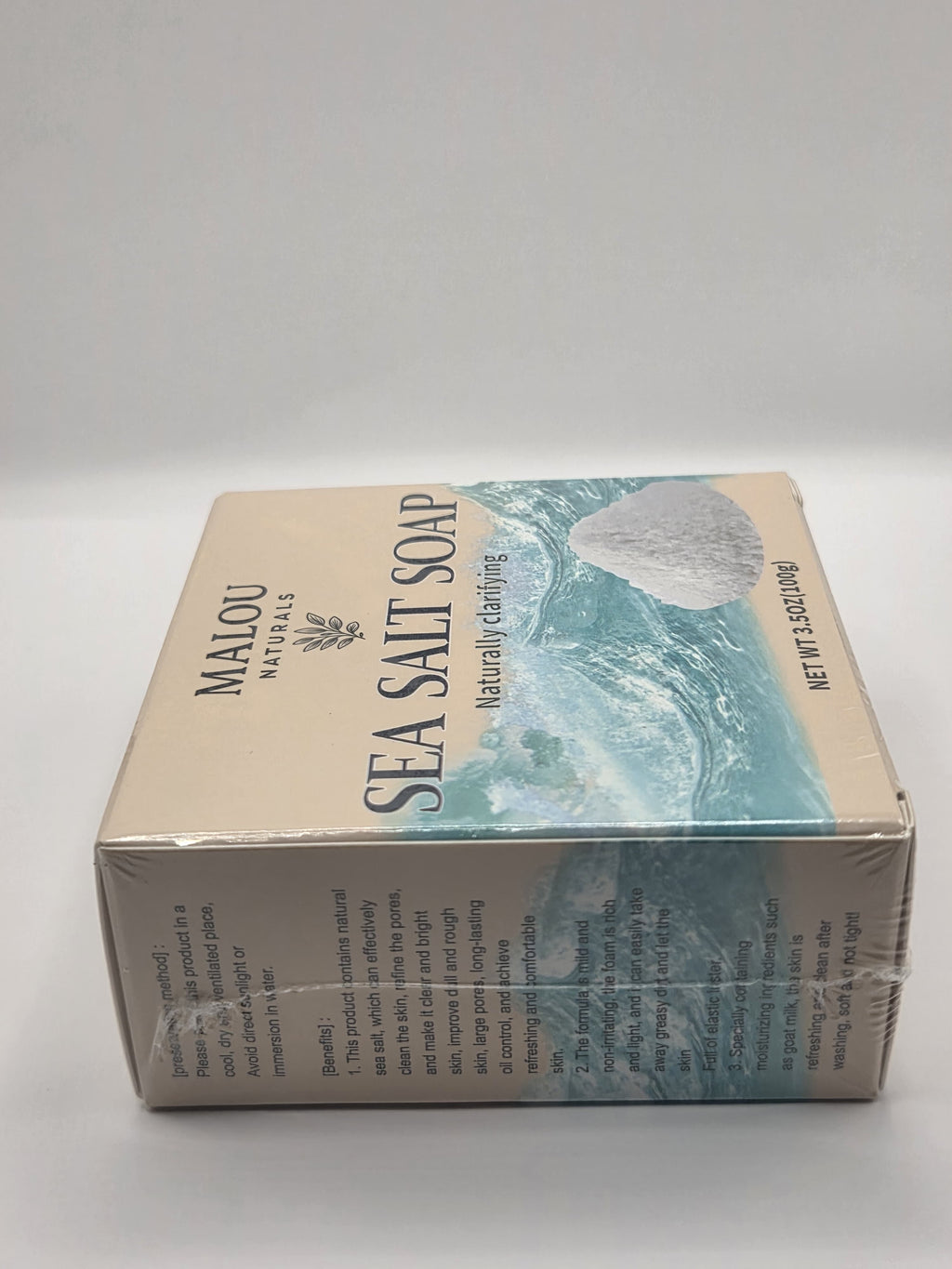 Malou Naturals – Sea Salt Soap | Naturally Clarifying & Moisturizing with Goat Milk (100g) Pack of 3