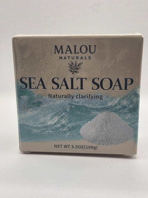 Malou Naturals – Sea Salt Soap | Naturally Clarifying & Moisturizing with Goat Milk (100g) Pack of 3